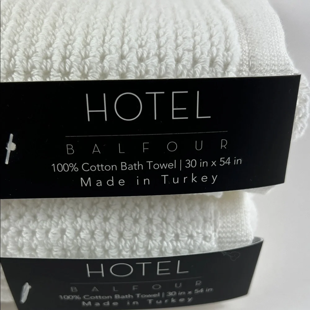 Hotel Balfour Classic Off White Bath Towel Set 100% Turkish Cotton 2 pc NEW